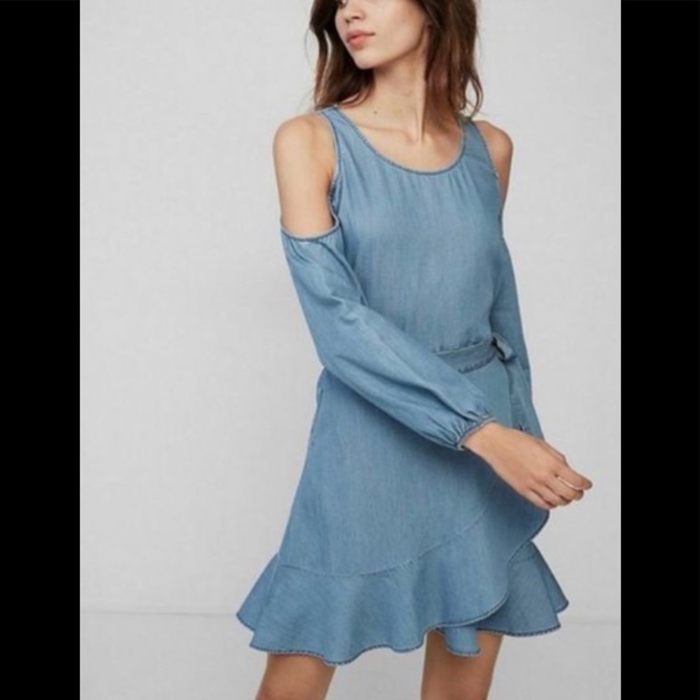 Express cold shoulder wrap dress